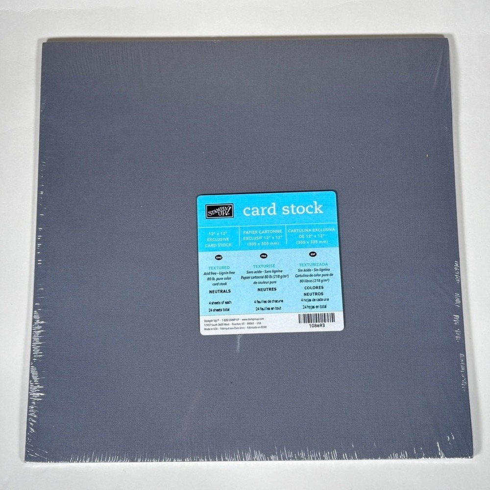 Stampin Up Neutrals 12x12 Textured Card Stock 80lb 24 Sheets 108693 NEW Retired
